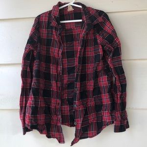 Girls red and black plaid fannel